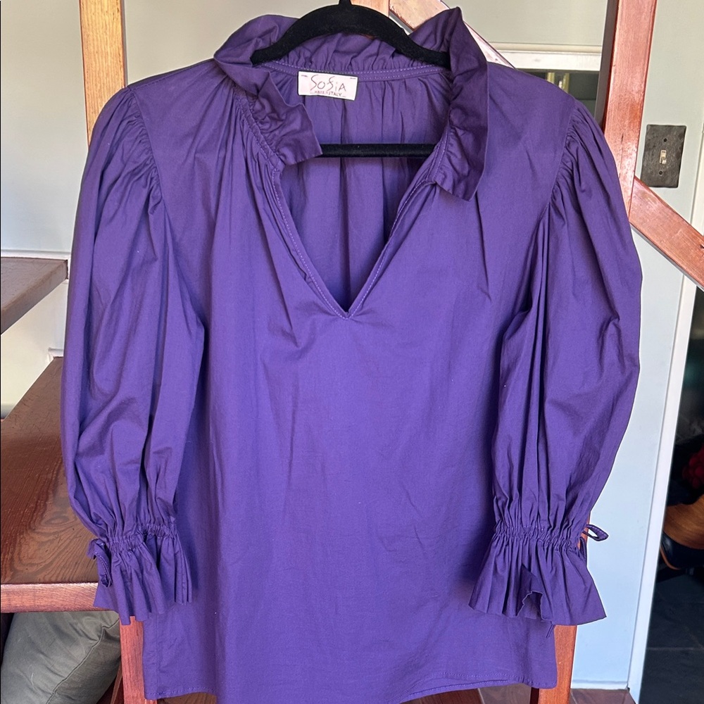 Elegant Purple Ruffled Blouse by Sosa